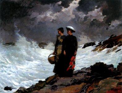 Winslow Homer - Watching the Breakers (1891). Free illustration for personal and commercial use.