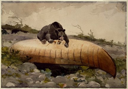 Brooklyn Museum - Bear and Canoe - Winslow Homer - overall. Free illustration for personal and commercial use.