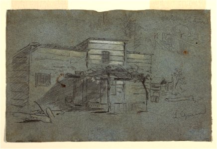 Drawing, Clapboard Shack, 1862 (CH 18175503). Free illustration for personal and commercial use.
