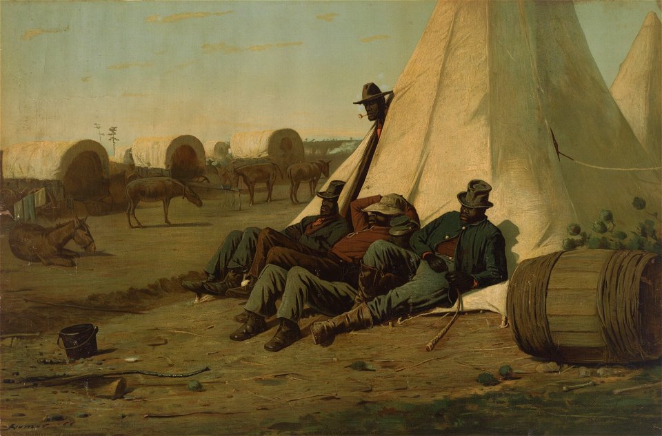 Winslow Homer - Army Teamsters (1866, Colby College Museum of Art). Free illustration for personal and commercial use.