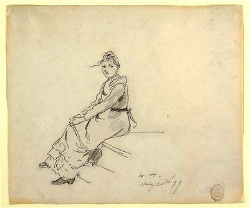 Drawing, Girl Seated on a Step, August 20, 1879 (CH 18175281). Free illustration for personal and commercial use.