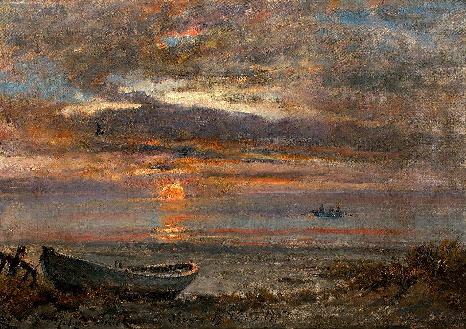 Holger Drachmann, Solnedgang en januardag i Skagen, 1907, Skagens Kunstmuseer. Skagens Museum
