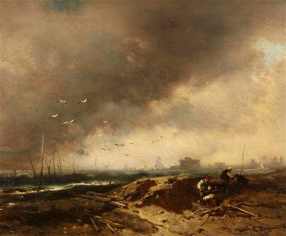 Charles Hoguet - Treibholzsammler am Meeresstrand (1853)