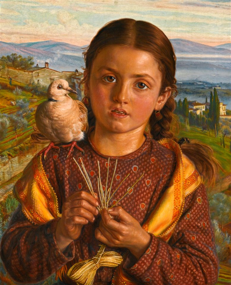 William Holman Hunt - Tuscan girl plaiting straw (1869)