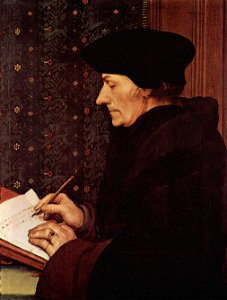 Hans Holbein d. J. - Erasmus - Louvre. Free illustration for personal and commercial use.