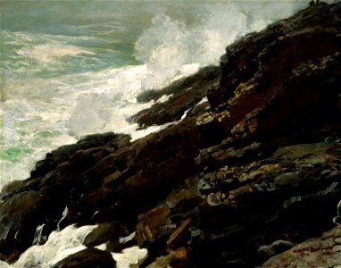 Winslow Homer - High Cliff, Coast of Maine (1894). Free illustration for personal and commercial use.