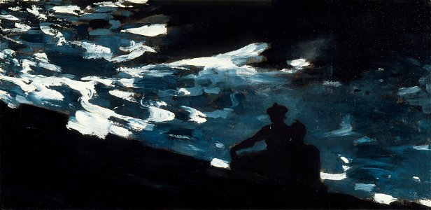 Winslow Homer - Moonlight on the Water (1890s). Free illustration for personal and commercial use.