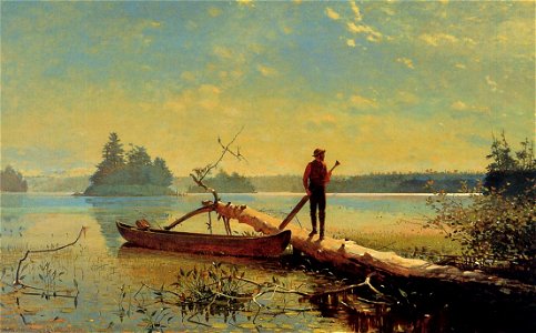 Winslow Homer - An Adirondack Lake. Free illustration for personal and commercial use.