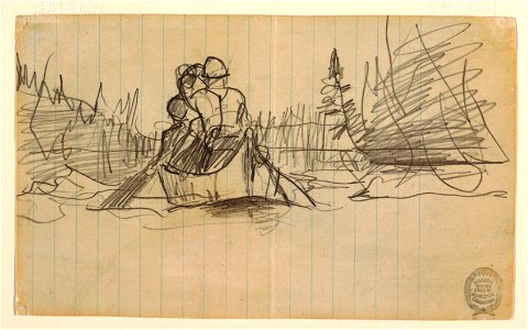Drawing, Two Men in a Canoe, ca. 1897 (CH 18174567). Free illustration for personal and commercial use.