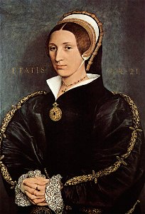 Holbein, Hans (II) - Portrait of a lady, probably of the Cromwell Family formerly known as Catherine Howard. Free illustration for personal and commercial use.
