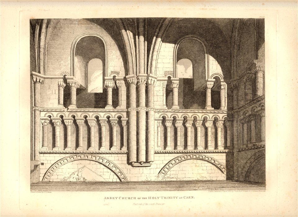 Holy Trinity Caen east side of south transept, JS Cotman, 1820