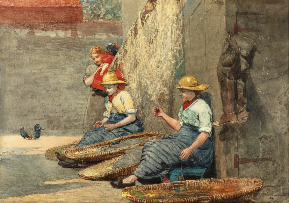 Winslow Homer - Fishergirls coiling tackle