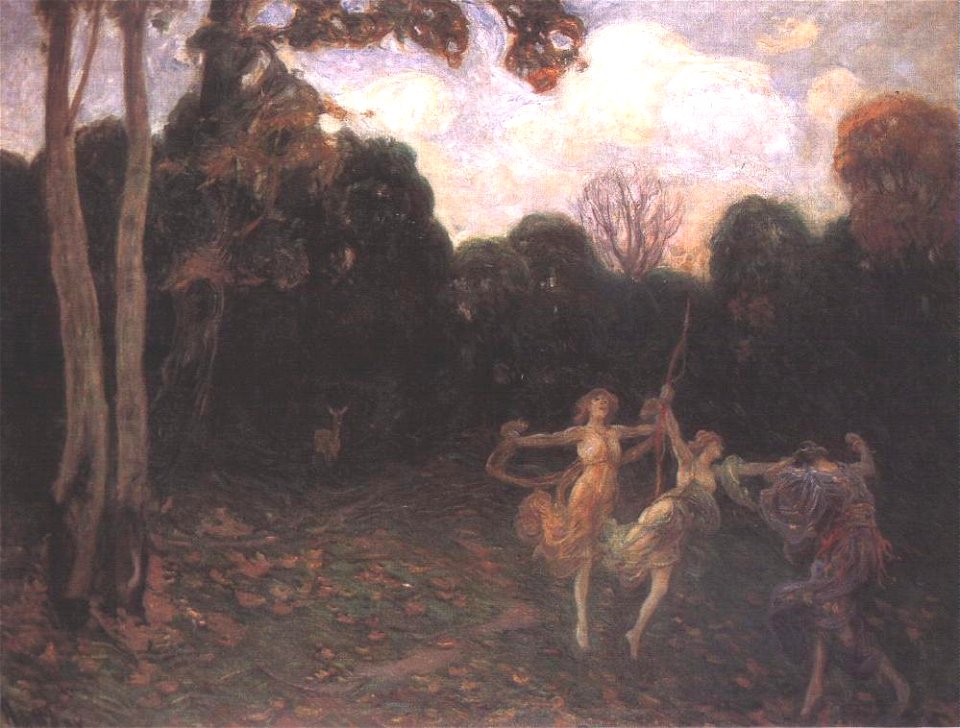 Hollósy, Simon - Dancing Girls at the Edge of the Forest (1895)