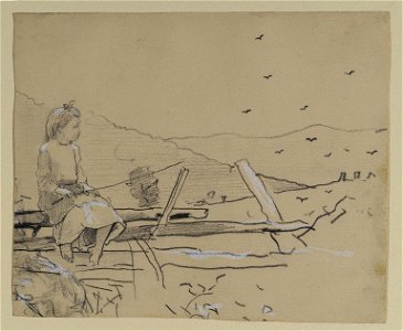 Brooklyn Museum - Girl Seated on Rail Fence - Winslow Homer