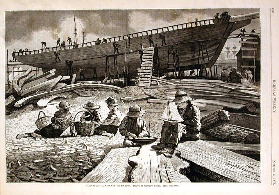 Winslow Homer - Ship Building, Gloucester Harbor (1873)