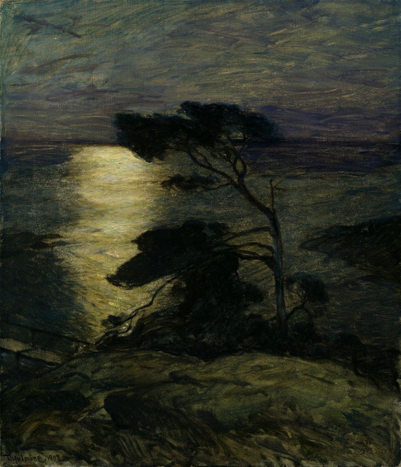 Thorolf Holmboe - Pine Tree on the Coast in Moonlight - NG.M.00875 - National Museum of Art, Architecture and Design