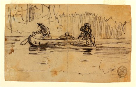 Drawing, Side View of Canoe with Two Men, probably 1897 (CH 18175123)