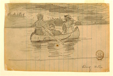 Drawing, Three Men in a Canoe, Il Manigne, Quebec, August 26, 189. (CH 18175135)