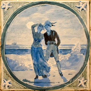 Winslow Homer - Couple on the Shore (painted tile)