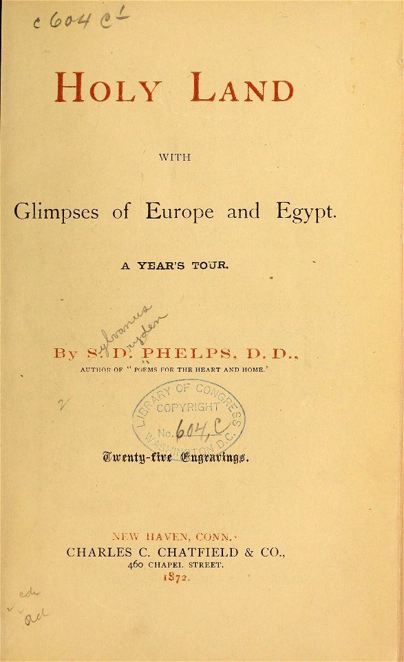 Holy Land, with glimpes of Europe and Egypt (1872). Front page