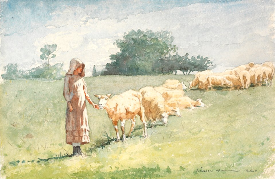 Winslow Homer - Girl and Sheep (1880)