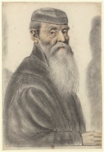Homme âgé, à longue barbe, portant un bonnet noir, de trois-quarts à droite (Nicolas Lagneau)
