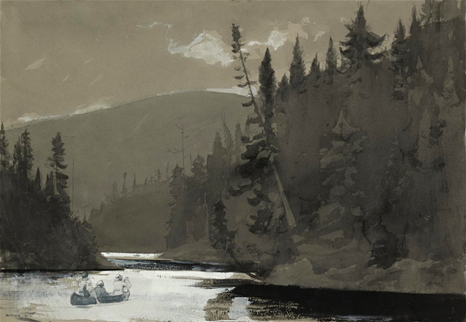 Winslow Homer - Three men in a canoe (1895)