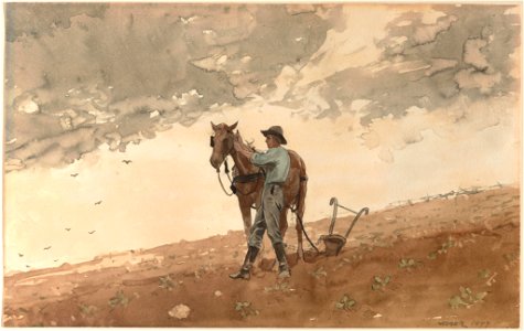 Winslow Homer - Man with Plow Horse. Free illustration for personal and commercial use.