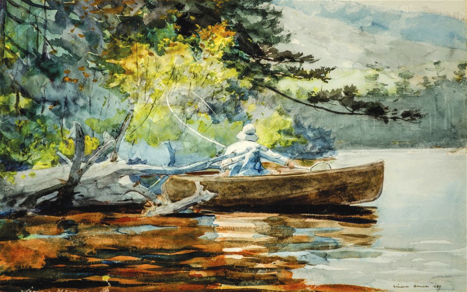 Winslow Homer - A Good One, Adirondacks (1889)