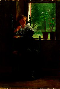 Winslow Homer - At the window. Free illustration for personal and commercial use.
