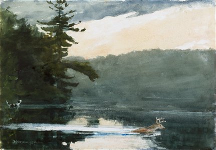 Winslow Homer - Deer in the Adirondacks