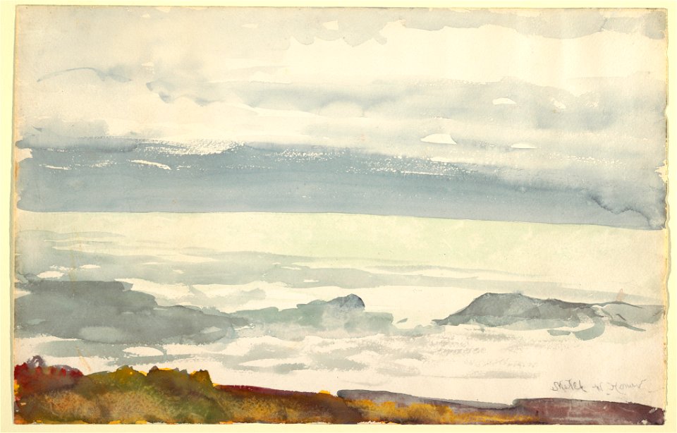 Drawing, Ocean Seen from a Cliff- View at Prout's Neck, Maine, ca. 1894 (CH 18174221)