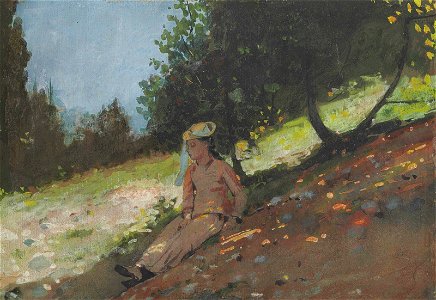Winslow Homer - Shepherdess Resting (1878). Free illustration for personal and commercial use.