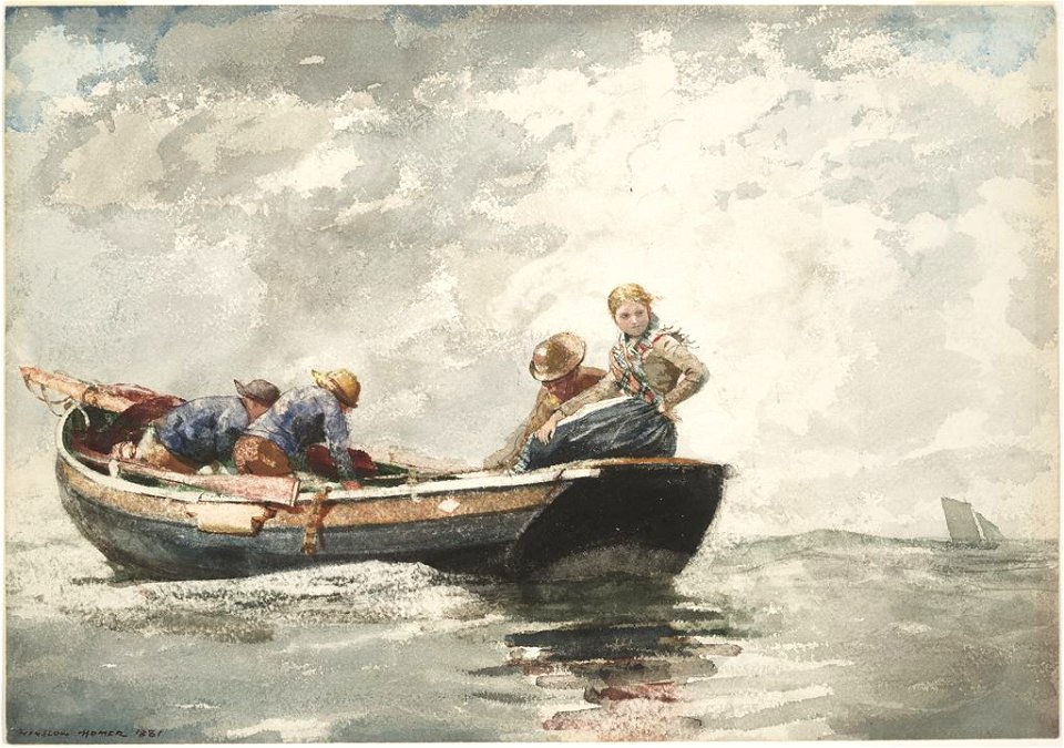 Winslow Homer - Fisher Folk in Dory (1881) - Free Stock Illustrations ...