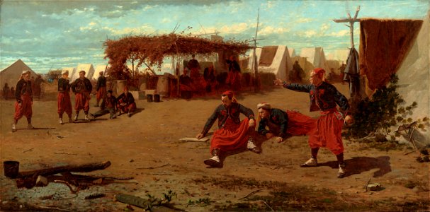 Winslow Homer - Pitching Quoits (1865). Free illustration for personal and commercial use.