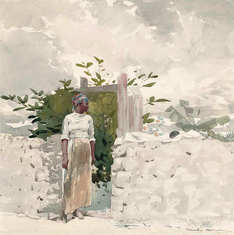 Winslow Homer - Woman Standing by a Gate, Bahamas (1885)