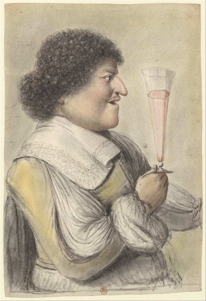 Homme de profil à droite, levant son verre (Nicolas Lagneau)