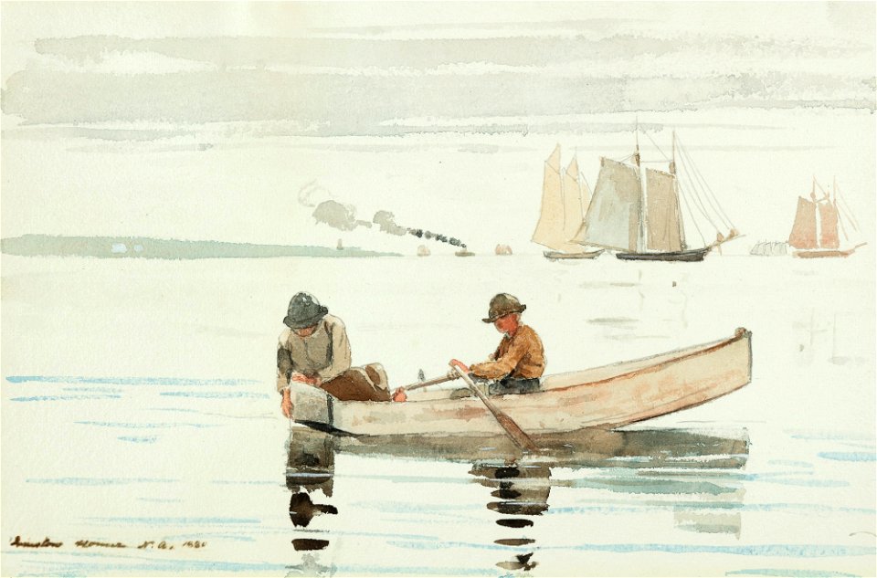 Winslow Homer - Boys Fishing, Gloucester Harbor (1880)
