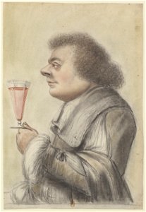 Homme de profil à gauche, levant son verre (Nicolas Lagneau)