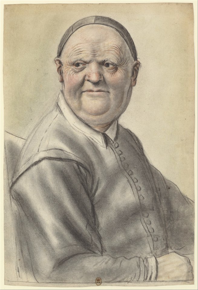 Homme âgé assis, accoudé, portant une calotte, le visage de face (Nicolas Lagneau)