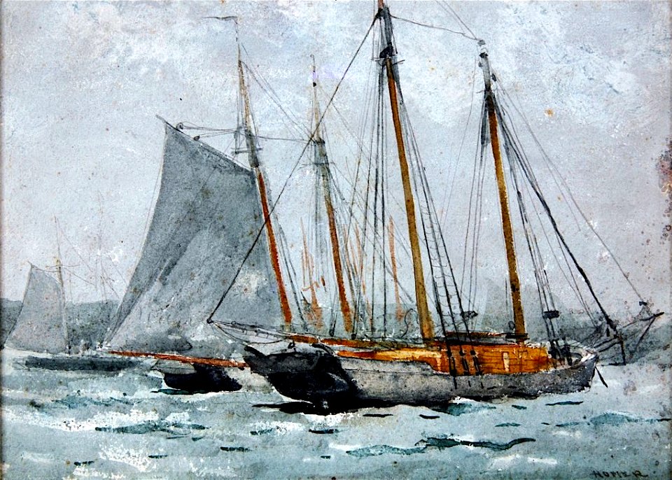 Winslow Homer - Three Schooners at Anchor, Gloucester (1880)