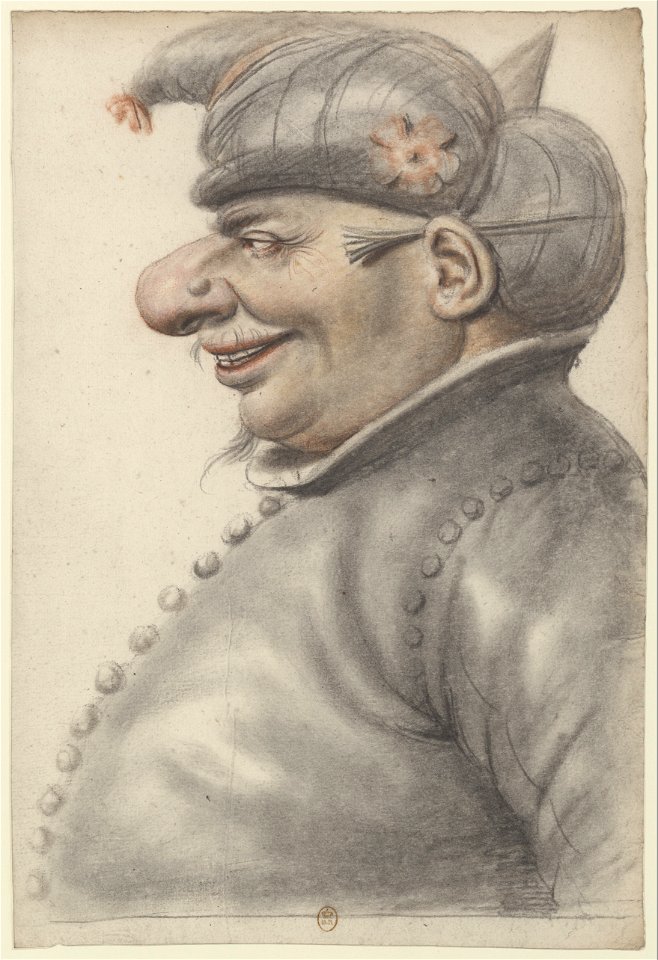 Homme grotesque coiffé d'un turban, de profil à gauche (Nicolas Lagneau)