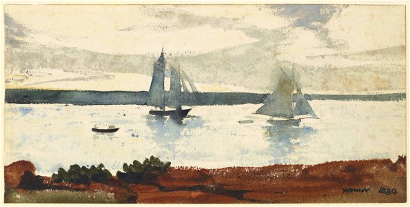 Winslow Homer - Two Sailboats (1880). Free illustration for personal and commercial use.