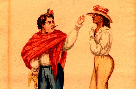 Hombres vestidos de mujer. c. 1834-1841. (Detalle)