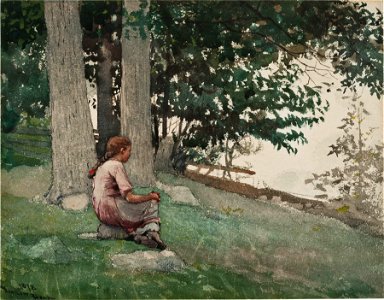 Winslow Homer - Girl Seated on Hillside Overlooking the Water