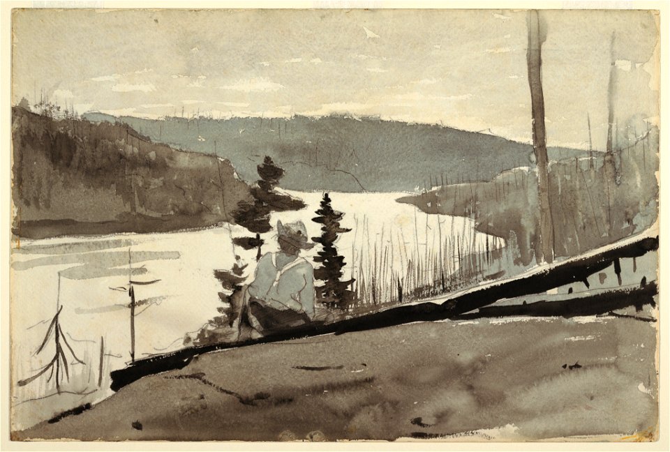 Winslow Homer - Mountain River or Lake (c 1895)