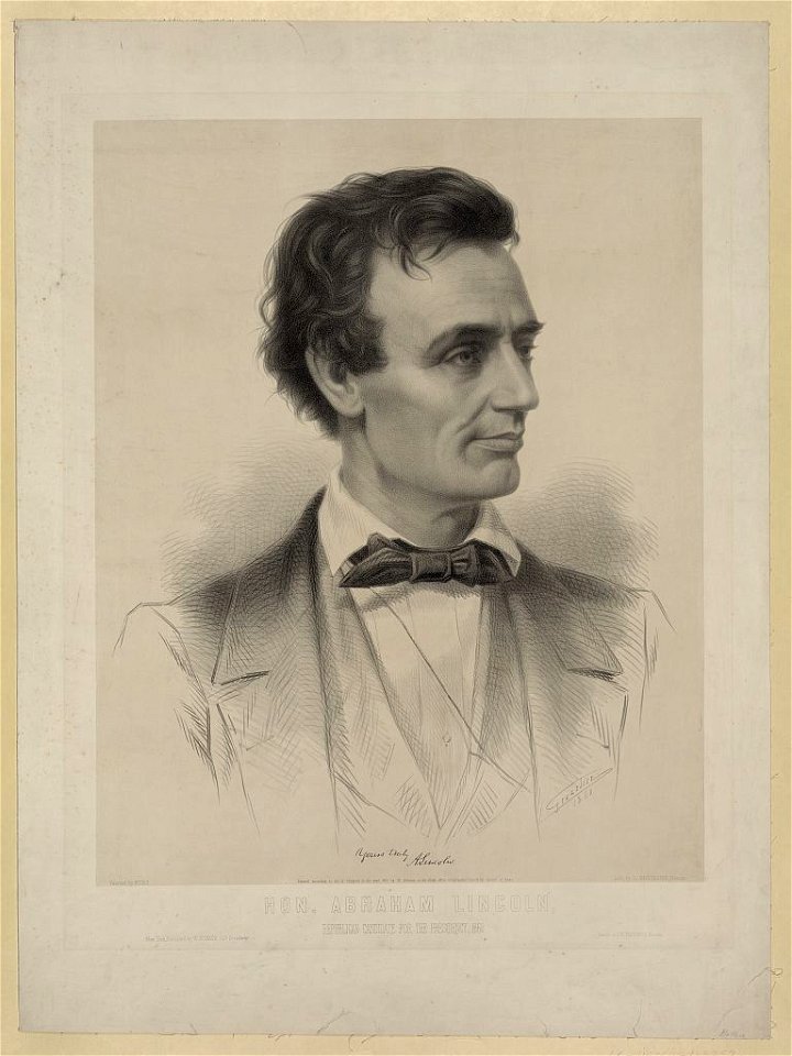 Hon. Abraham Lincoln, Republican candidate for the presidency, 1860 - Grozelier ; painted by Hicks ; lith. by L. Grozelier, Boston. LCCN99405224