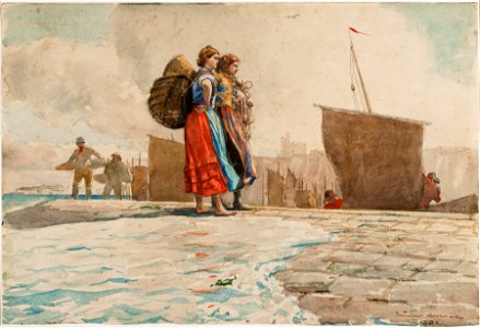 Winslow Homer - The Breakwater, Cullercoats (1882)