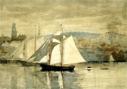 Winslow Homer - Two Sailboats. Free illustration for personal and commercial use.