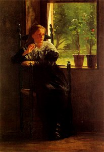 At-the-Window-(1872)-Winslow-Homer. Free illustration for personal and commercial use.